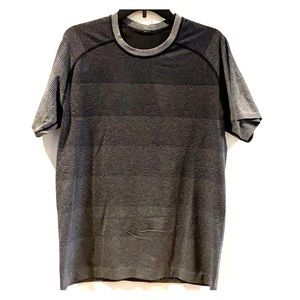 Lululemon Grey Striped Short Sleeve Shirt